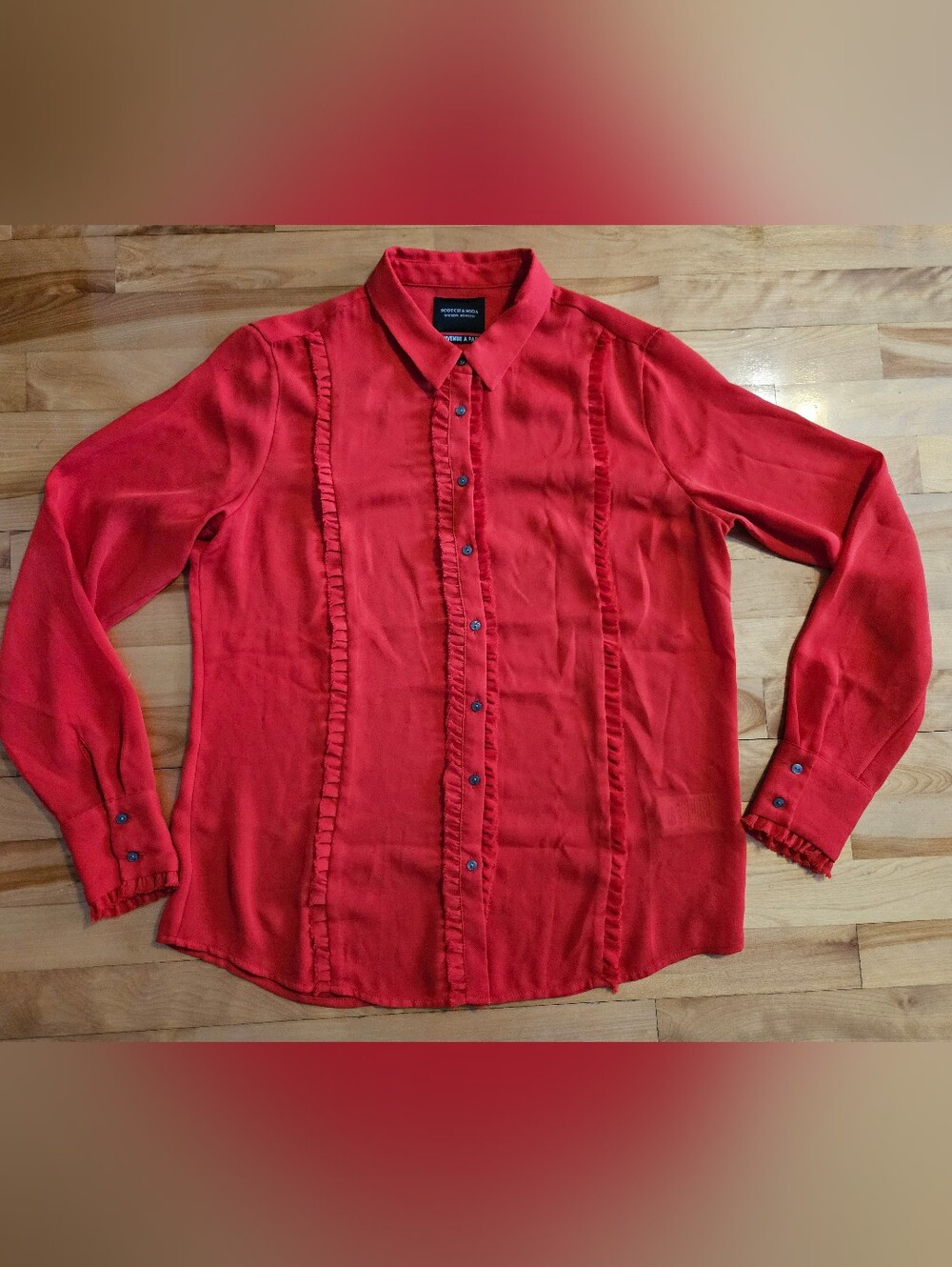 Scotch & Soda Blouse Ruffle Frill Trim Blouse Size M